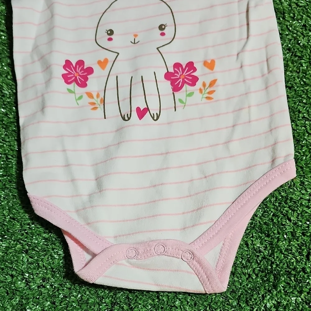 Pink Striped Bunny Onsie